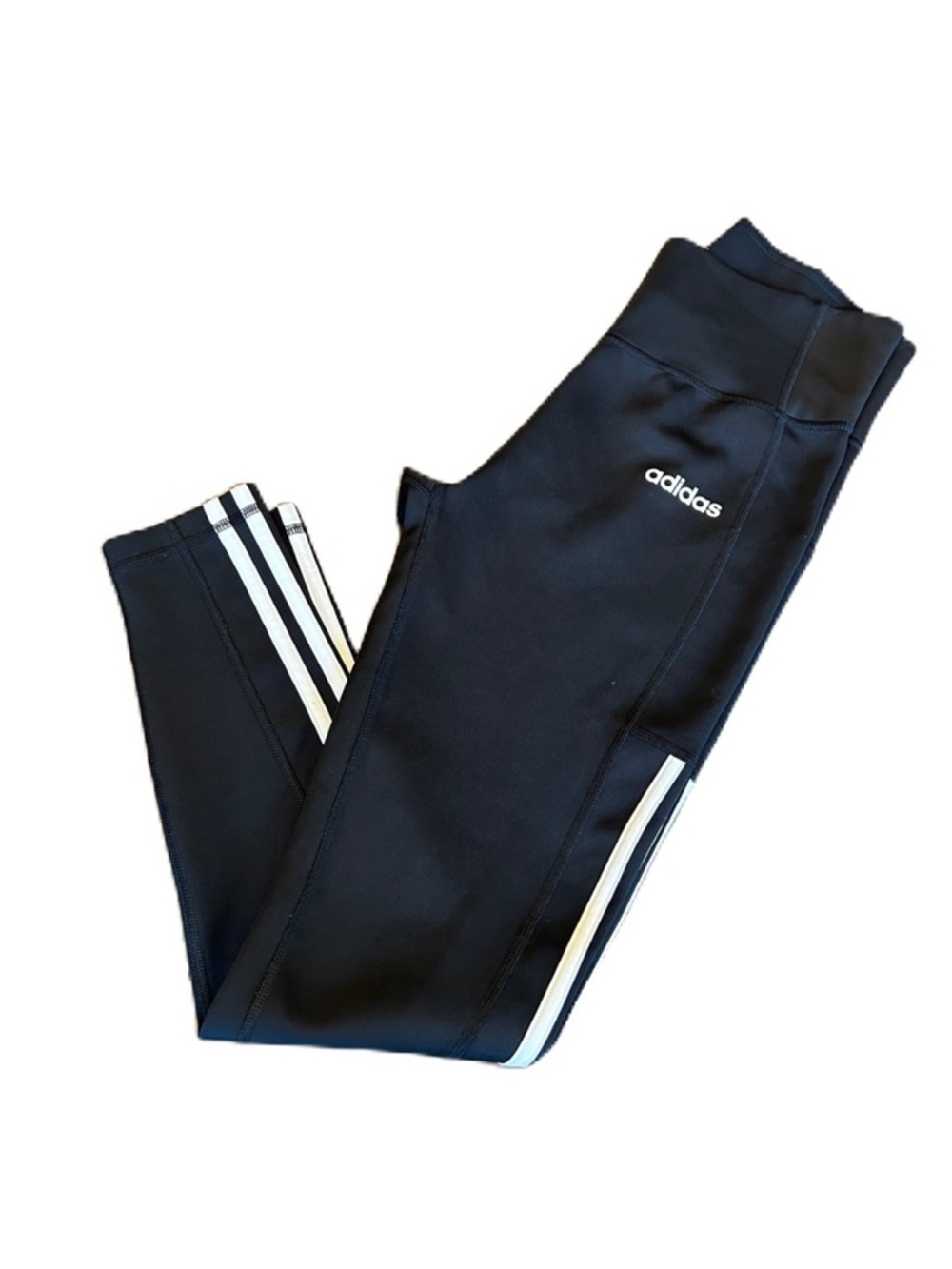 adidas Black Leggings with White Side Stripes